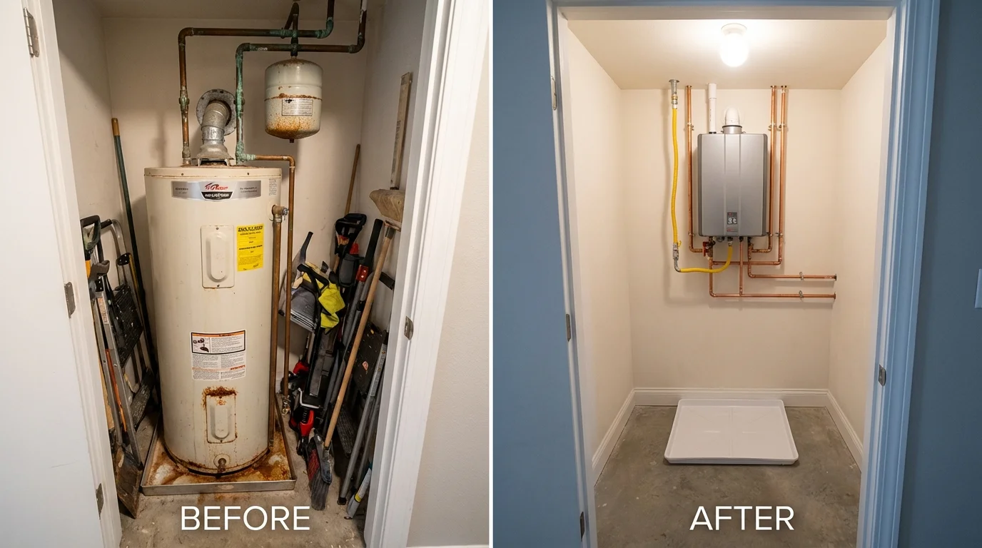 Tank water heater versus wall-mounted tankless unit comparison for Hancock, MD homeowners
